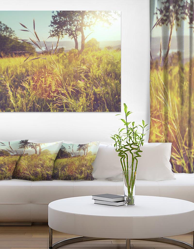 DesignQ Green Summer Meadow - Landscape Art Print Canvas