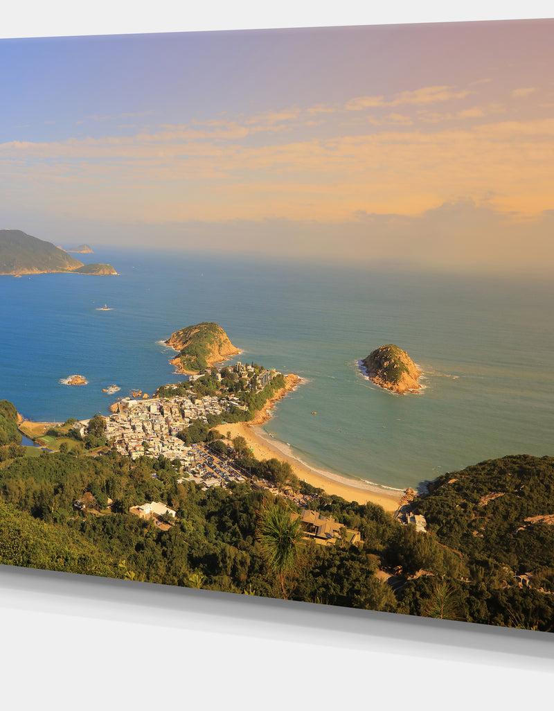 DesignQ Green Tropical Hiking Route - Seashore Wall Art On Canvas