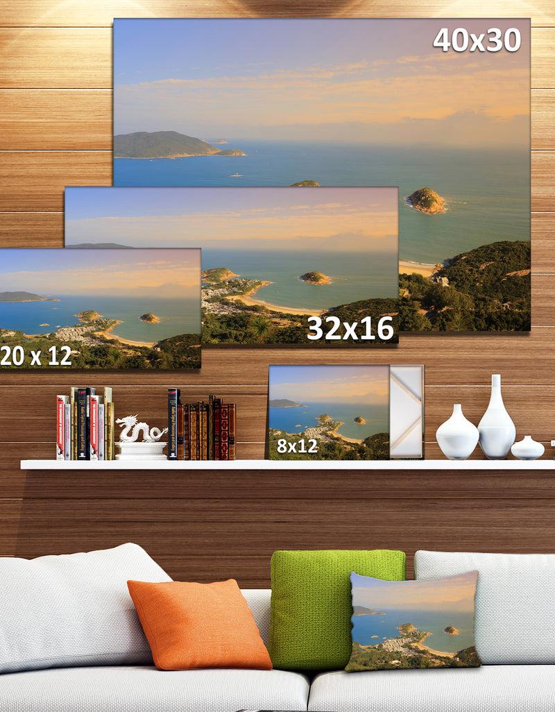 DesignQ Green Tropical Hiking Route - Seashore Wall Art On Canvas