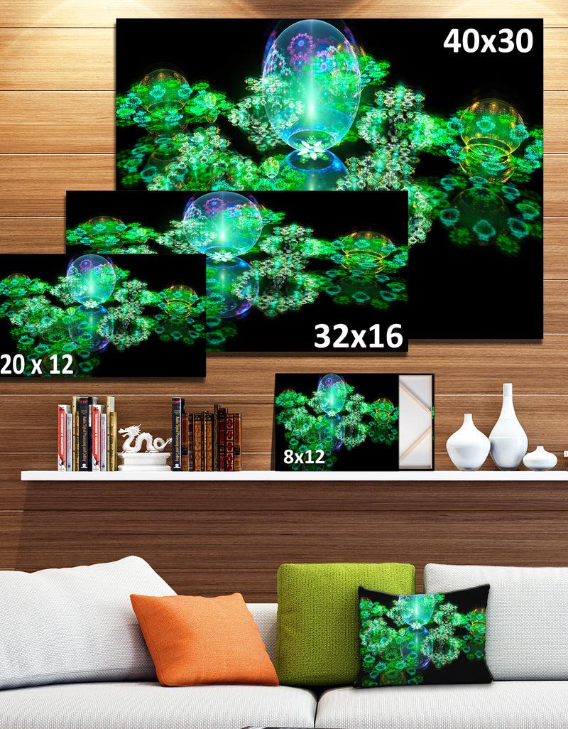 DesignQ Green Water Drops On Mirror - Extra Large Abstract Canvas Art Print