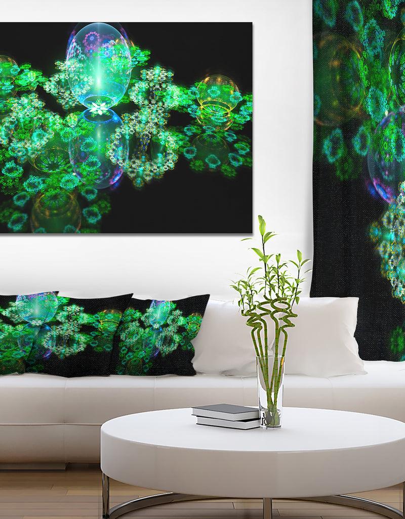 DesignQ Green Water Drops on Mirror - Extra Large Abstract Canvas Art Print