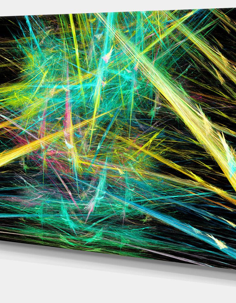 DesignQ Green Yellow Magical Fractal Pattern - Extra Large Abstract Canvas Wall Art