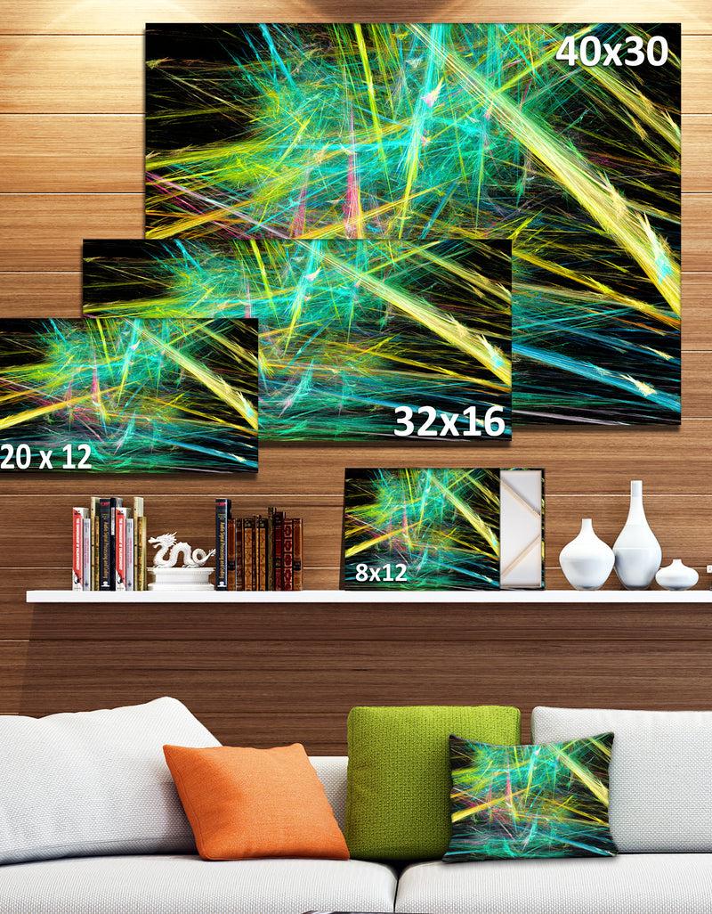 DesignQ Green Yellow Magical Fractal Pattern - Extra Large Abstract Canvas Wall Art