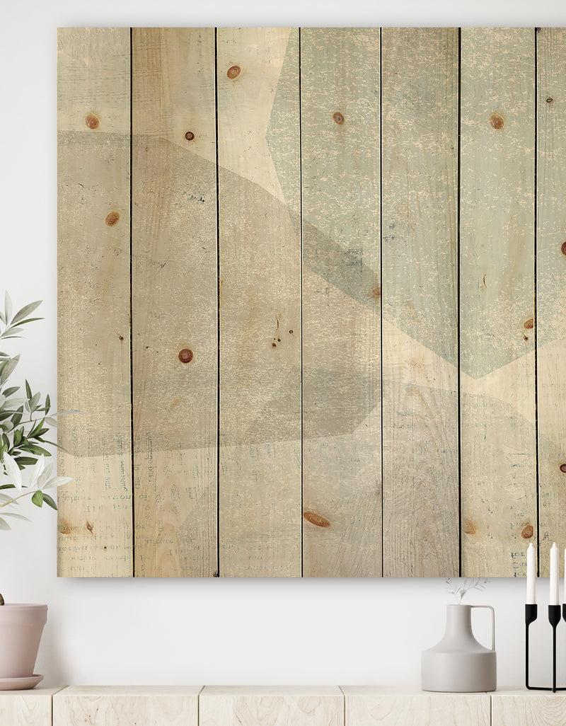 DesignQ Grey and White Collage I - Modern & Contemporary Print on Natural Pine Wood