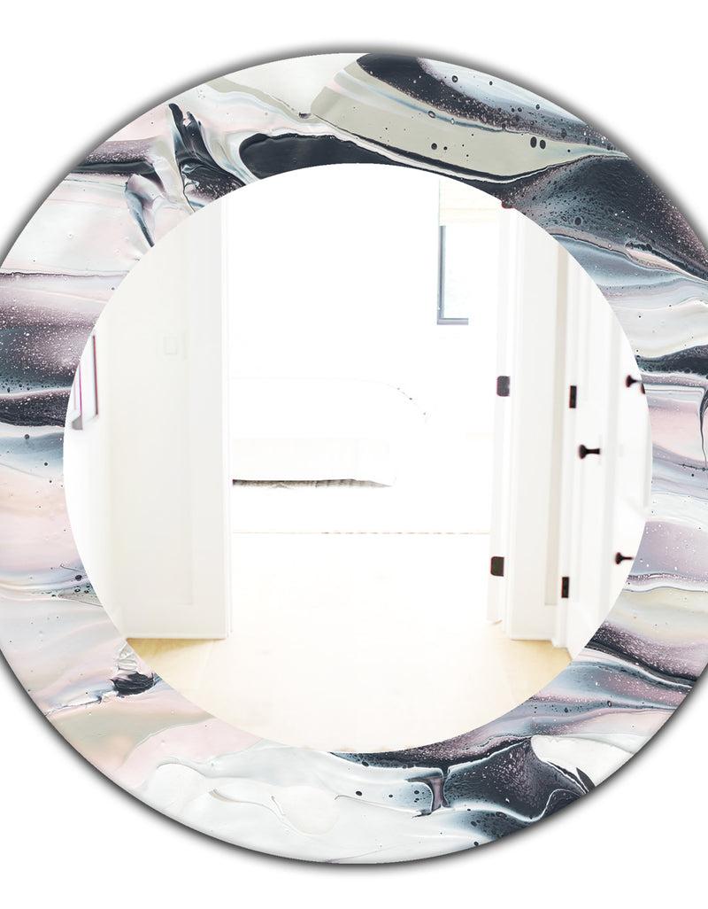 DesignQ Grey Marbling V - Modern Mirror - Oval Or Round Wall Mirror