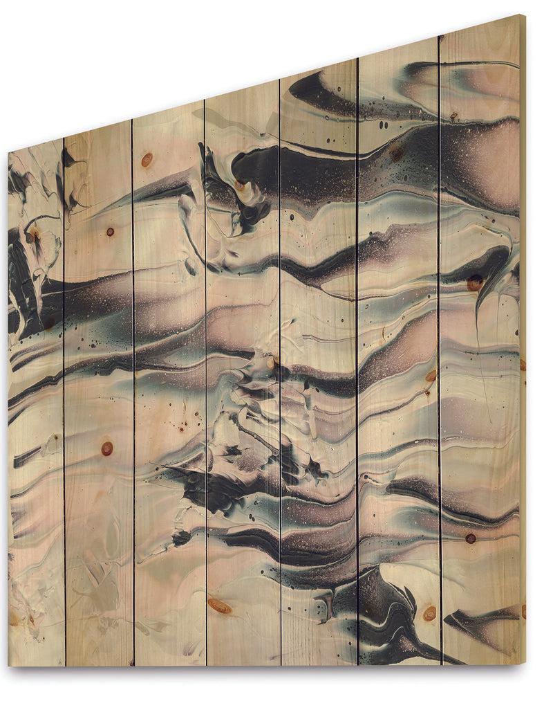 DesignQ Grey Marbling V - Modern Transitional Print On Natural Pine Wood