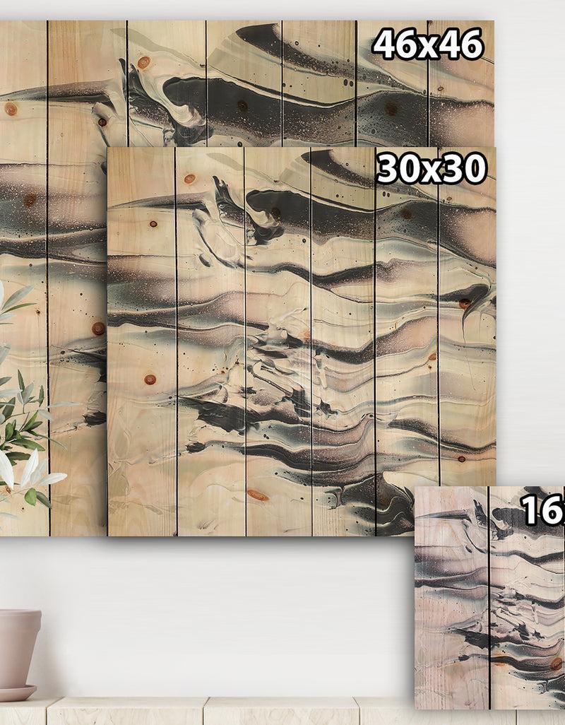 DesignQ Grey Marbling V - Modern Transitional Print On Natural Pine Wood