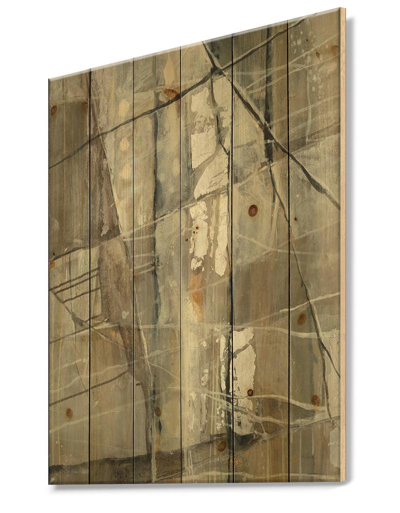 DesignQ Grey Silver Geometric Composition - Modern Print On Natural Pine Wood