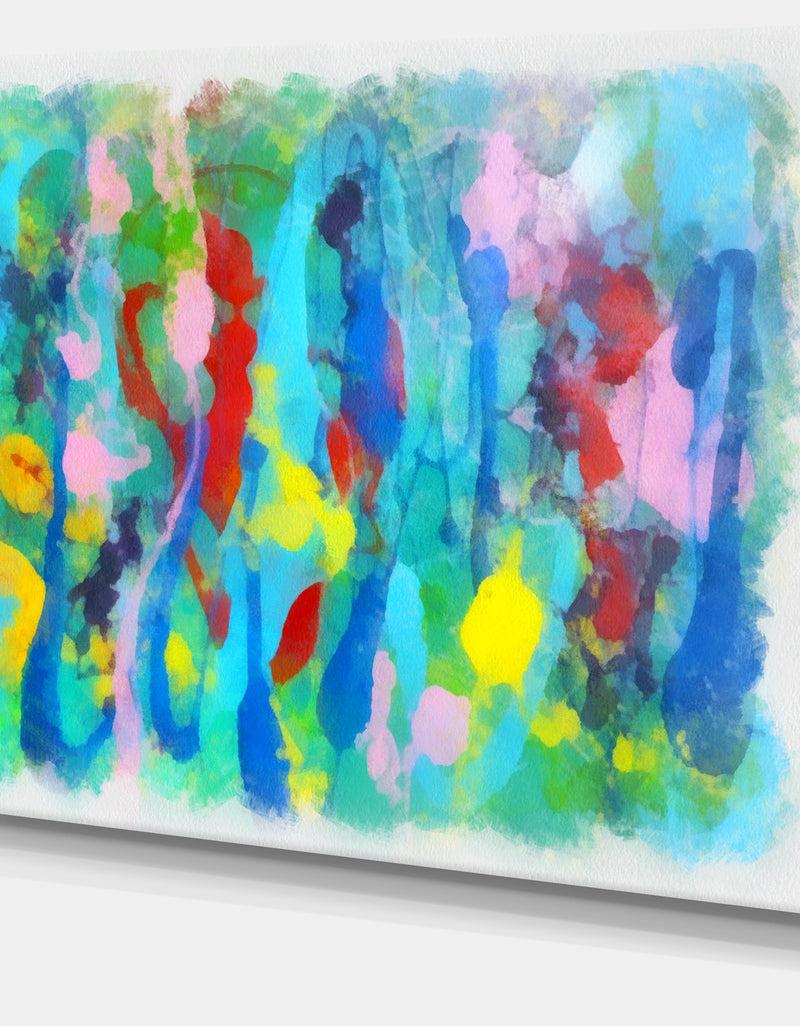 DesignQ Hand-drawn Multi-color Floral Pattern - Large Abstract Canvas Wall Art