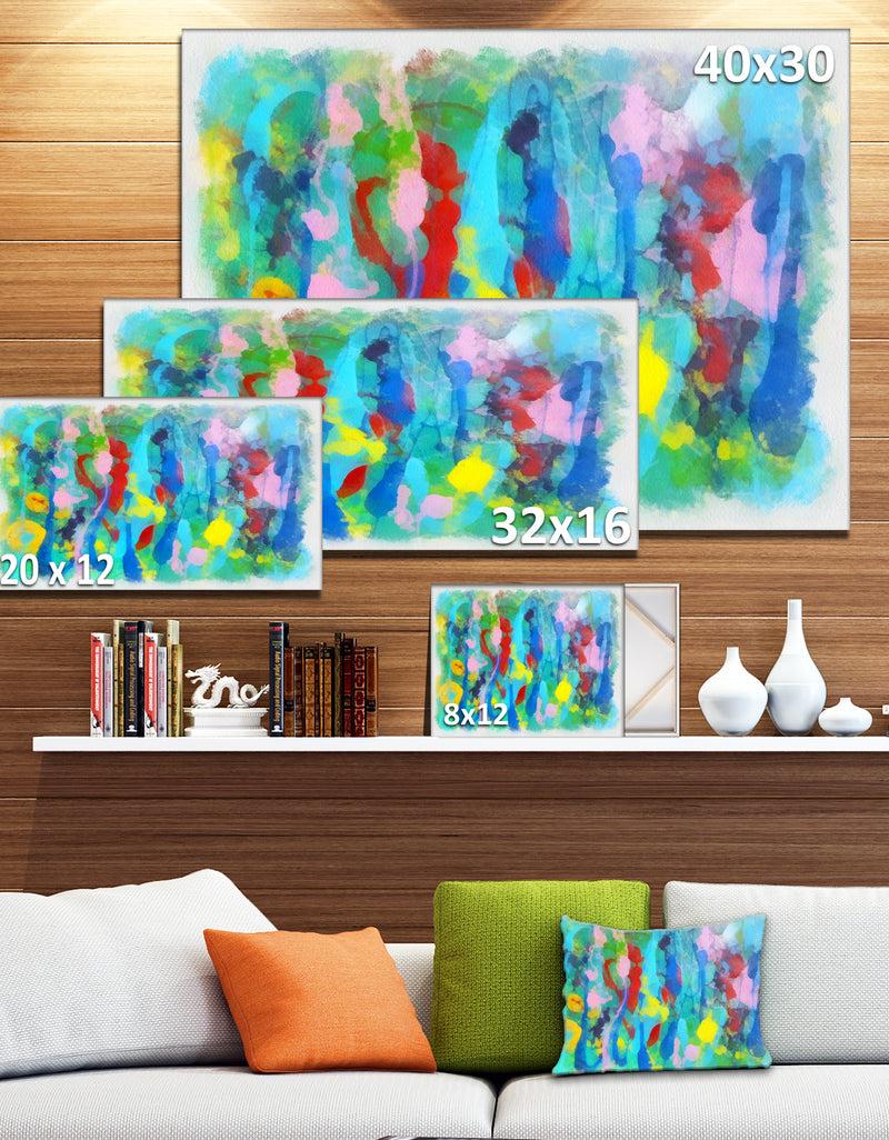 DesignQ Hand-drawn Multi-color Floral Pattern - Large Abstract Canvas Wall Art