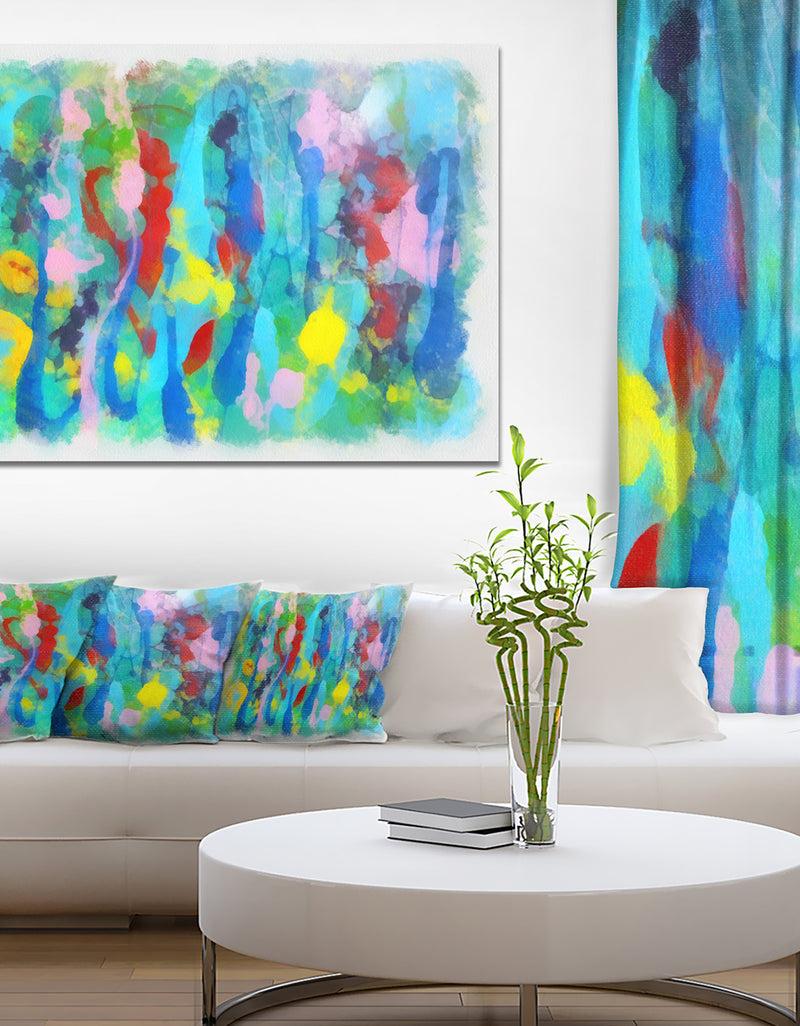 DesignQ Hand-drawn Multi-color Floral Pattern - Large Abstract Canvas Wall Art