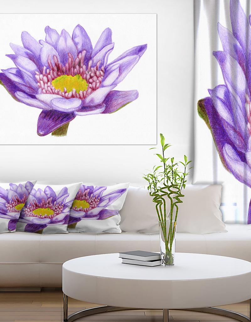 DesignQ Hand'drawn Purple Lotus - Floral Art Canvas Print