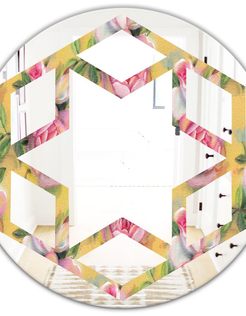 DesignQ Hand - Modern Round Or Oval Wall Mirror - Hexagon Star