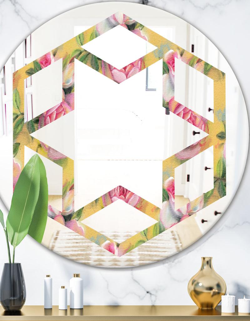 DesignQ Hand - Modern Round or Oval Wall Mirror - Hexagon Star