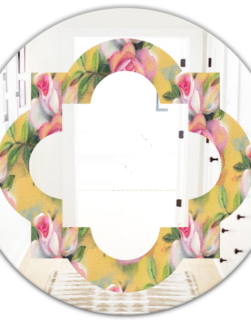 DesignQ Hand - Modern Round Or Oval Wall Mirror - Quatrefoil