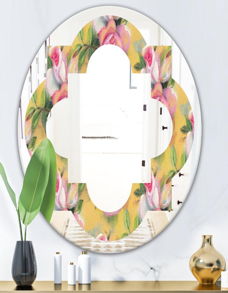 DesignQ Hand - Modern Round Or Oval Wall Mirror - Quatrefoil