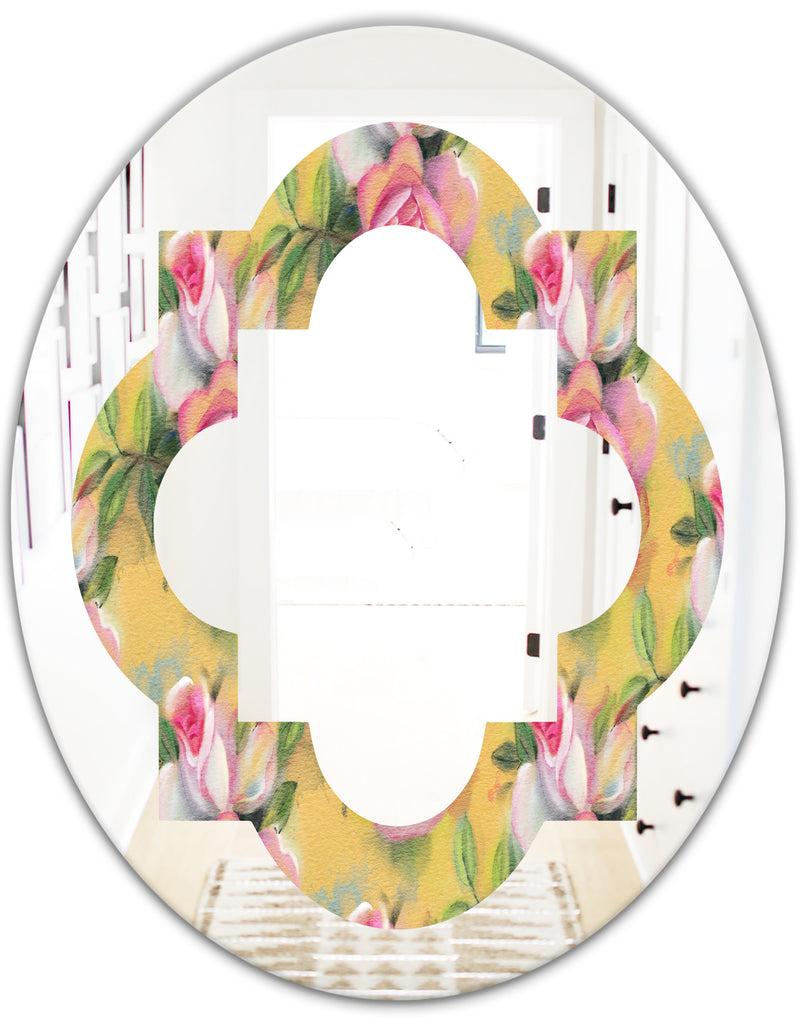 DesignQ Hand - Modern Round Or Oval Wall Mirror - Quatrefoil