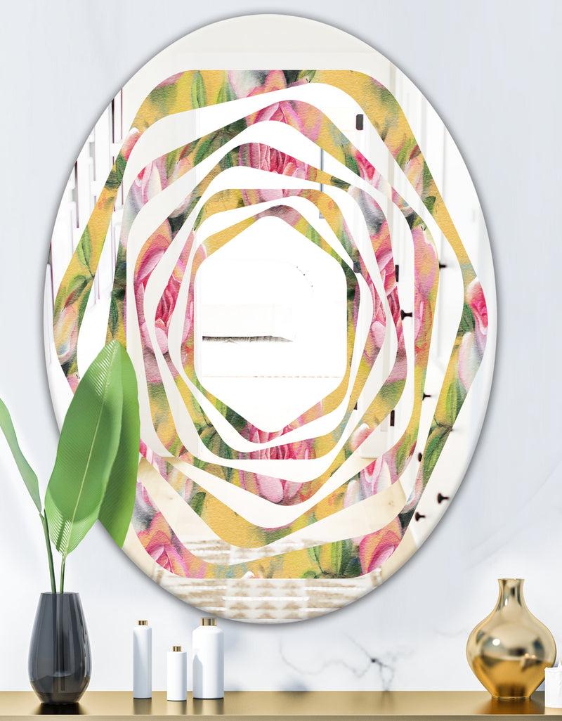 DesignQ Hand - Modern Round Or Oval Wall Mirror - Whirl