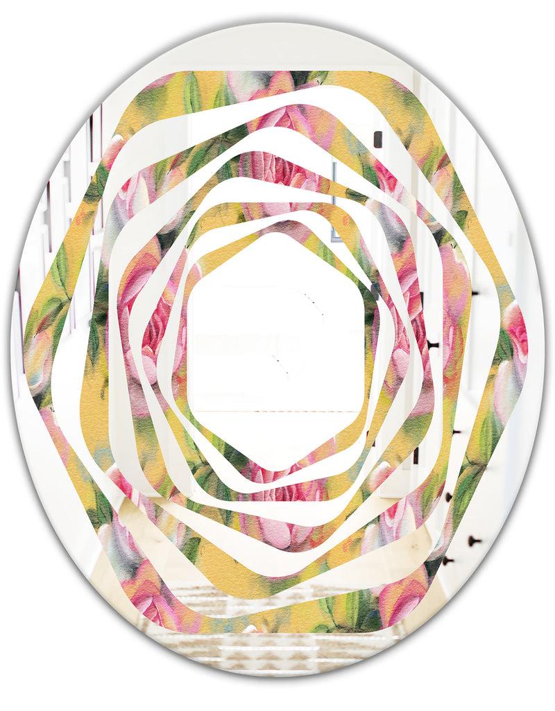 DesignQ Hand - Modern Round Or Oval Wall Mirror - Whirl