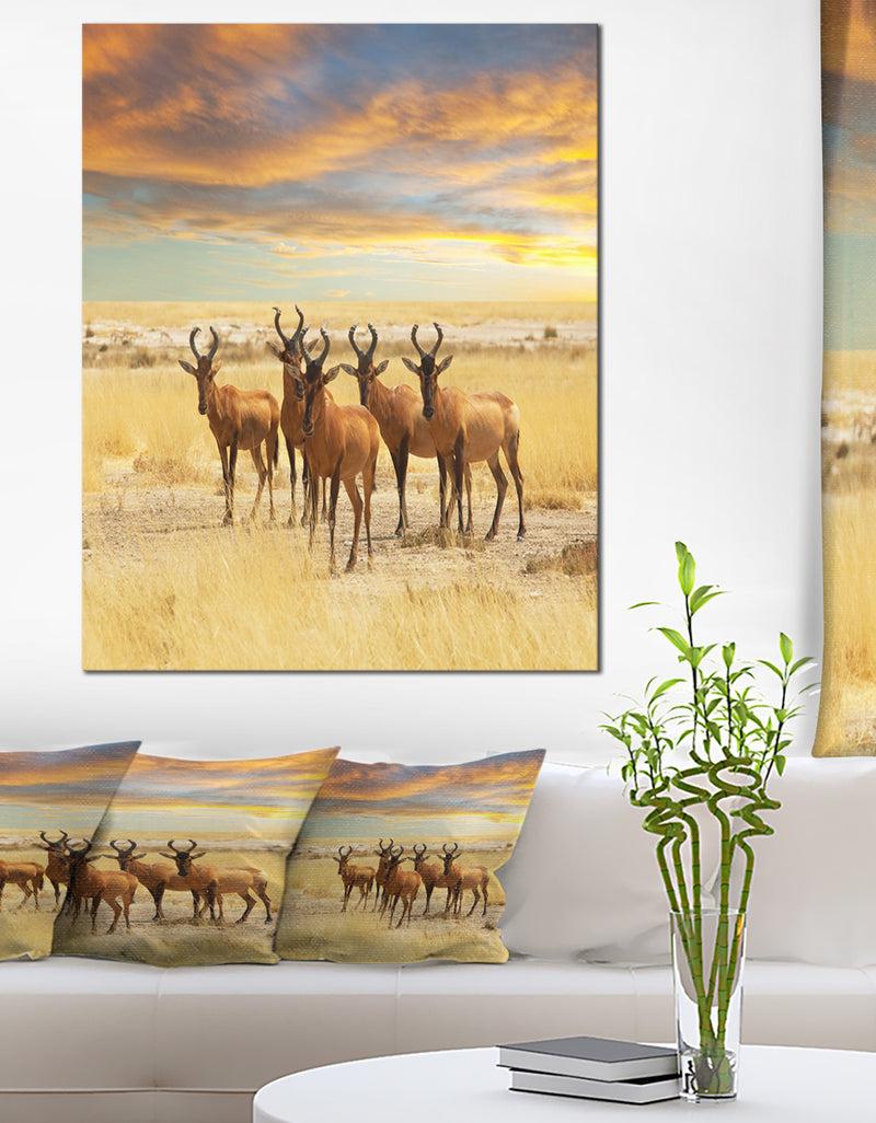 DesignQ Herd of Antelope in Grassland - Extra Large African Art Print