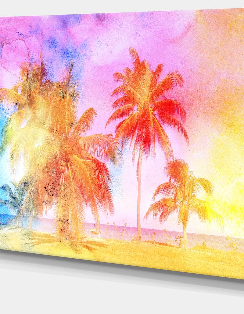 DesignQ High'rise Retro Palm Trees - Landscape Painting Canvas Print