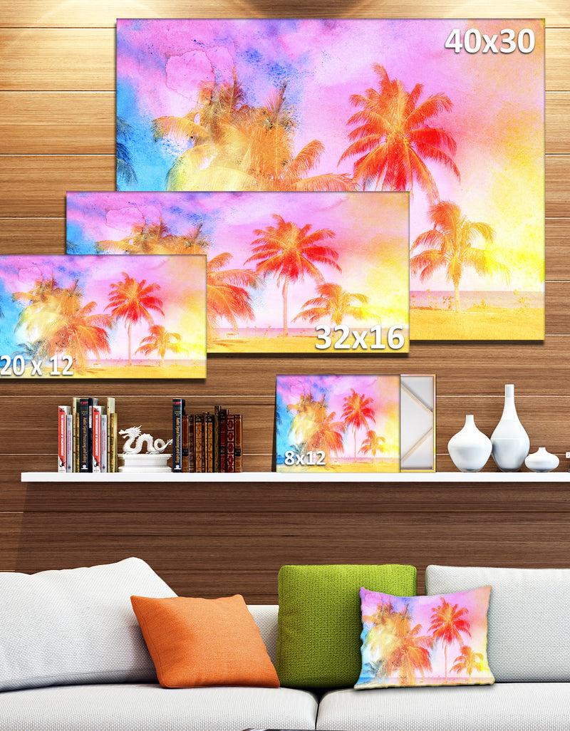 DesignQ High'rise Retro Palm Trees - Landscape Painting Canvas Print