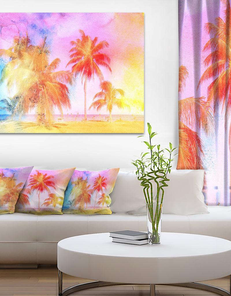 DesignQ High'rise Retro Palm Trees - Landscape Painting Canvas Print