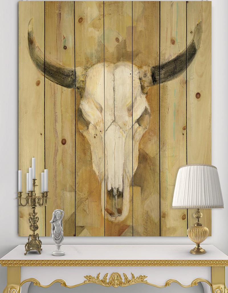 DesignQ His southwest bones - Gold Wildlife Print on Natural Pine Wood