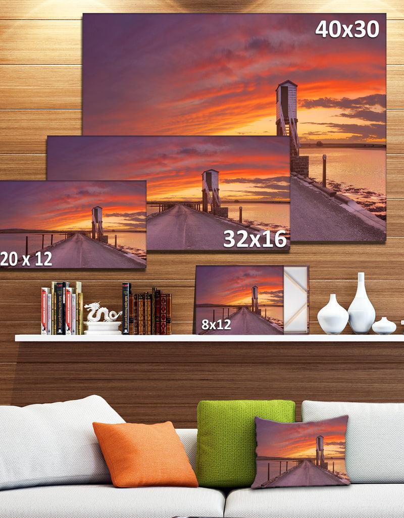 DesignQ Holy Island Of Lindisfarne Panorama - Wooden Sea Bridge Canvas Wall Art