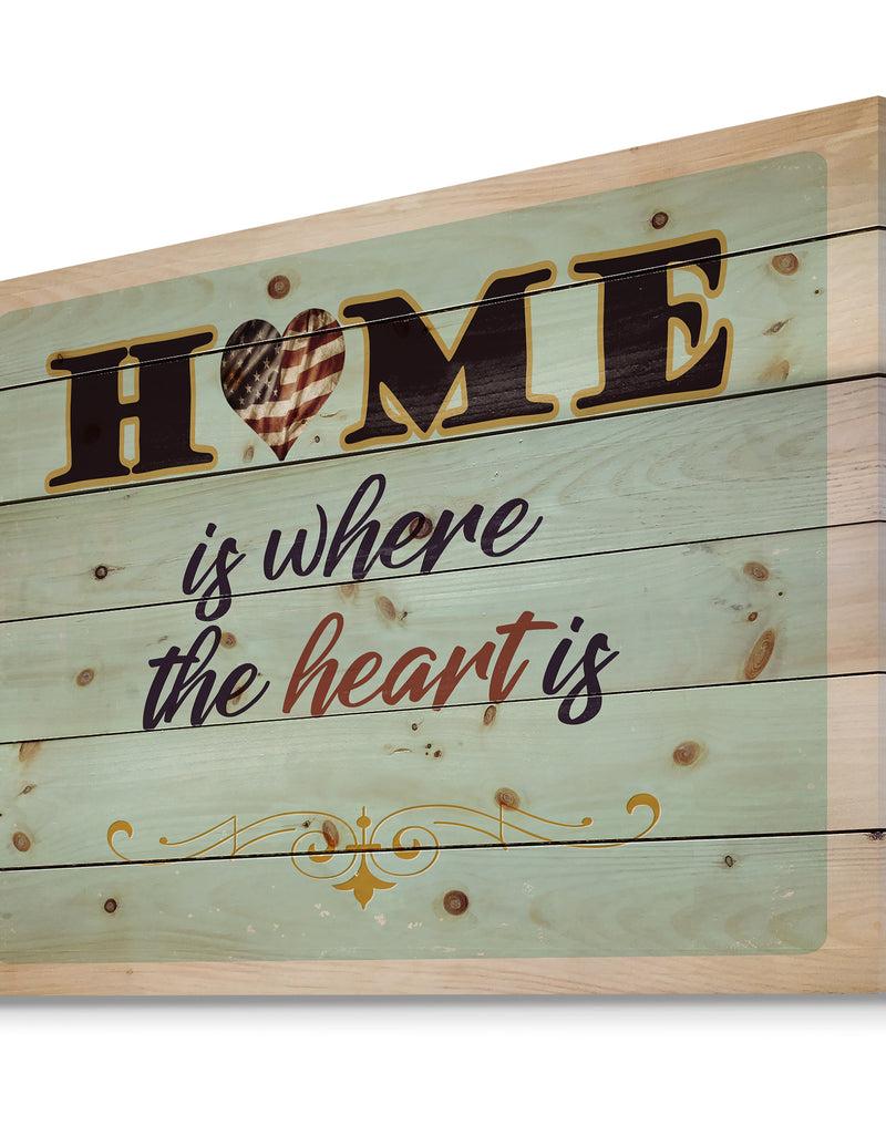 DesignQ Home Is Where The Heart Is - Textual Entrance Art On Wood Wall Art