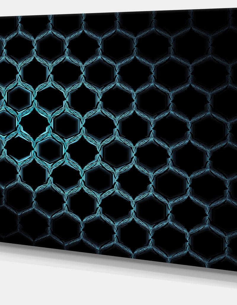 DesignQ Honeycomb Fractal Gold Hex Pixel - Extra Large Abstract Canvas Art Print