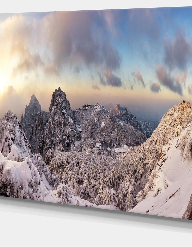 DesignQ Huangshan Hill Snow In Winter - Oversized Landscape Wall Art Print