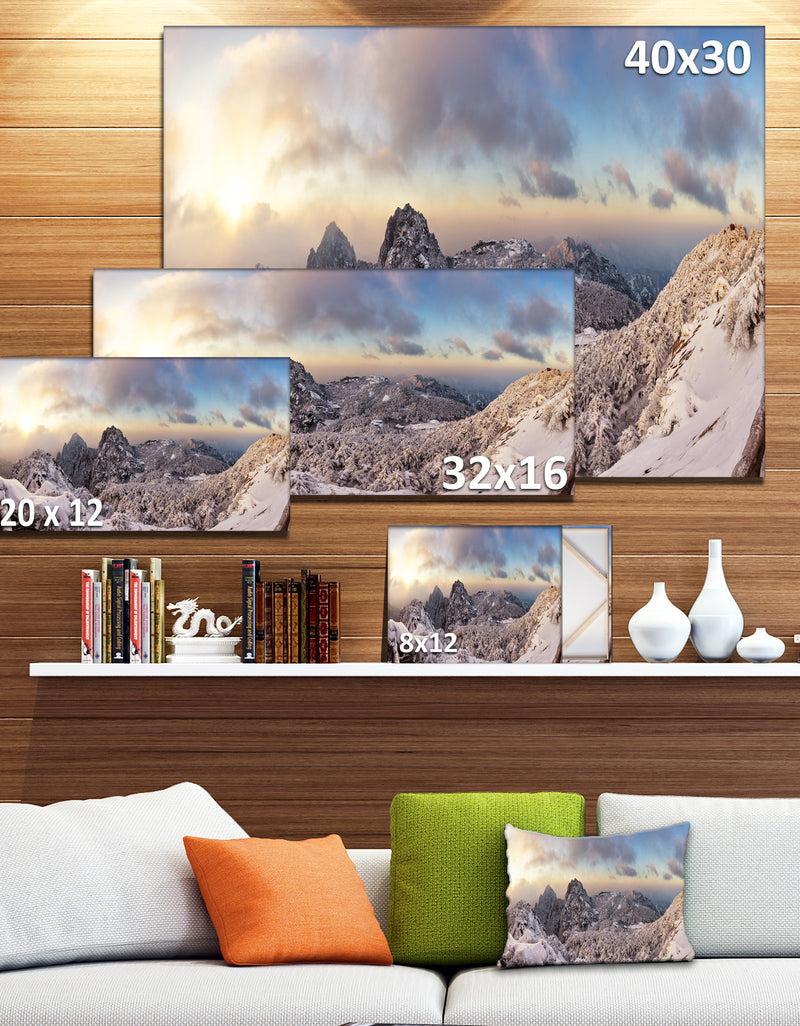 DesignQ Huangshan Hill Snow In Winter - Oversized Landscape Wall Art Print