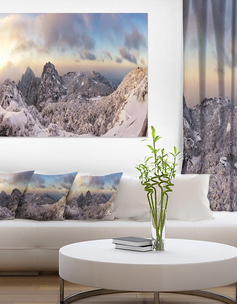 DesignQ Huangshan Hill Snow in Winter - Oversized Landscape Wall Art Print