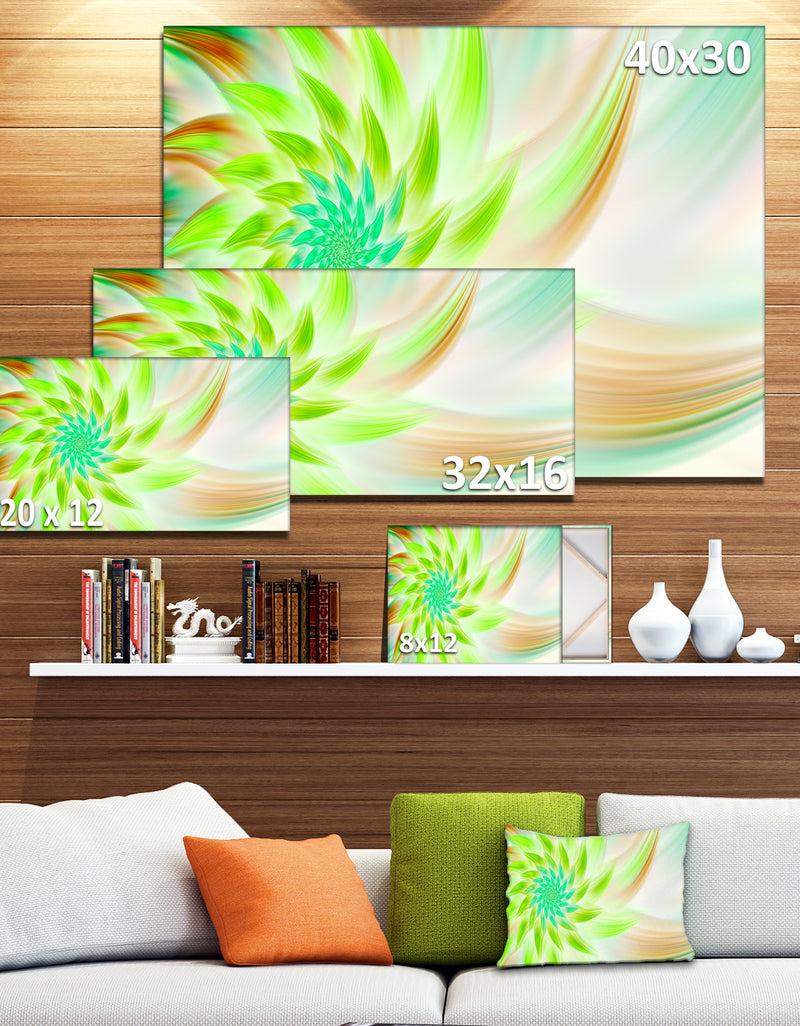 DesignQ Huge Bright Green Fractal Flower - Extra Large Floral Canvas Art Print