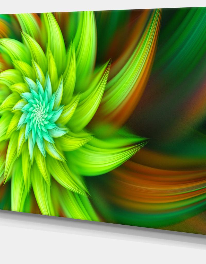 DesignQ Huge Clear Green Fractal Flower - Extra Large Floral Canvas Art Print