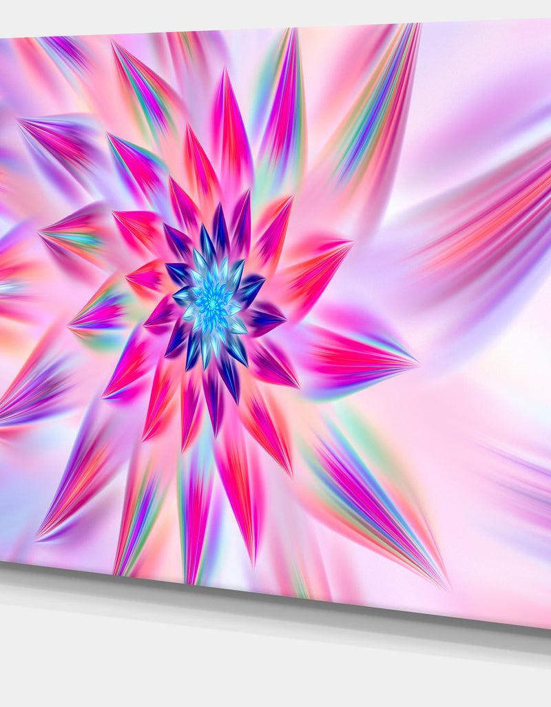 DesignQ Huge Pink Blue Fractal Flower - Extra Large Floral Canvas Art Print