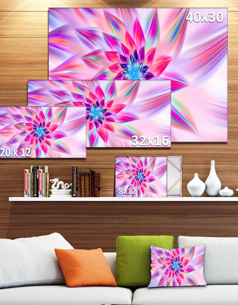 DesignQ Huge Pink Blue Fractal Flower - Extra Large Floral Canvas Art Print