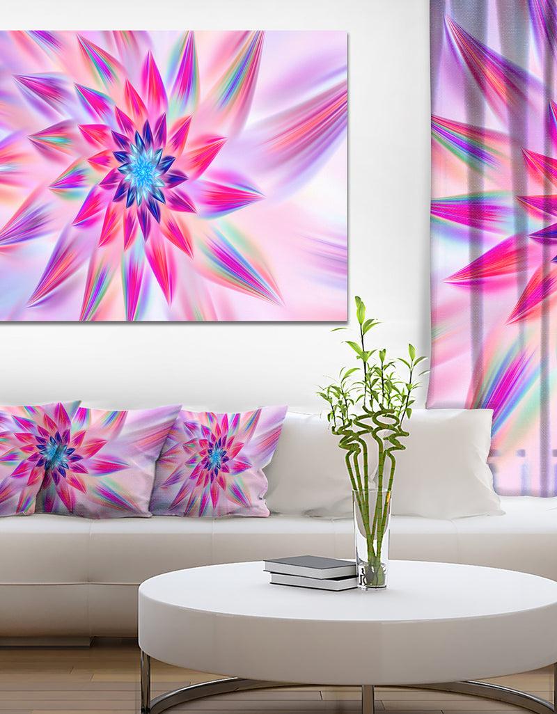 DesignQ Huge Pink Blue Fractal Flower - Extra Large Floral Canvas Art Print