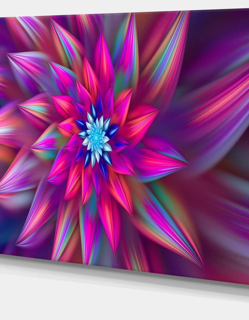 DesignQ Huge Purple Pink Fractal Flower - Extra Large Floral Canvas Art Print