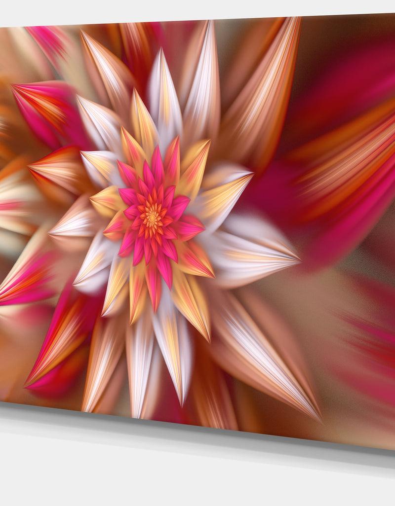 DesignQ Huge Red Fractal Flower - Extra Large Floral Canvas Art Print