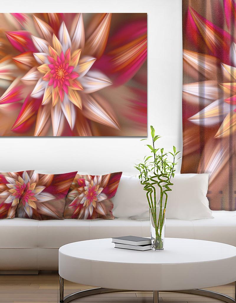 DesignQ Huge Red Fractal Flower - Extra Large Floral Canvas Art Print