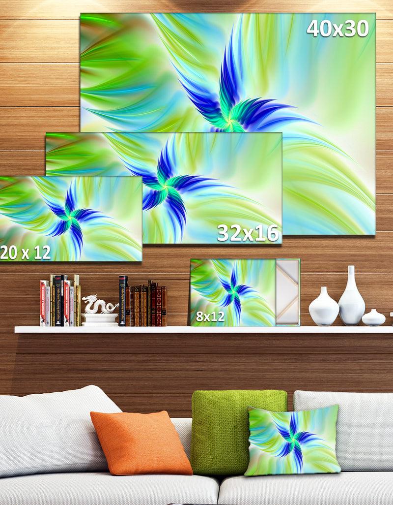 DesignQ Huge Rotating Green Flower - Extra Large Floral Canvas Art Print