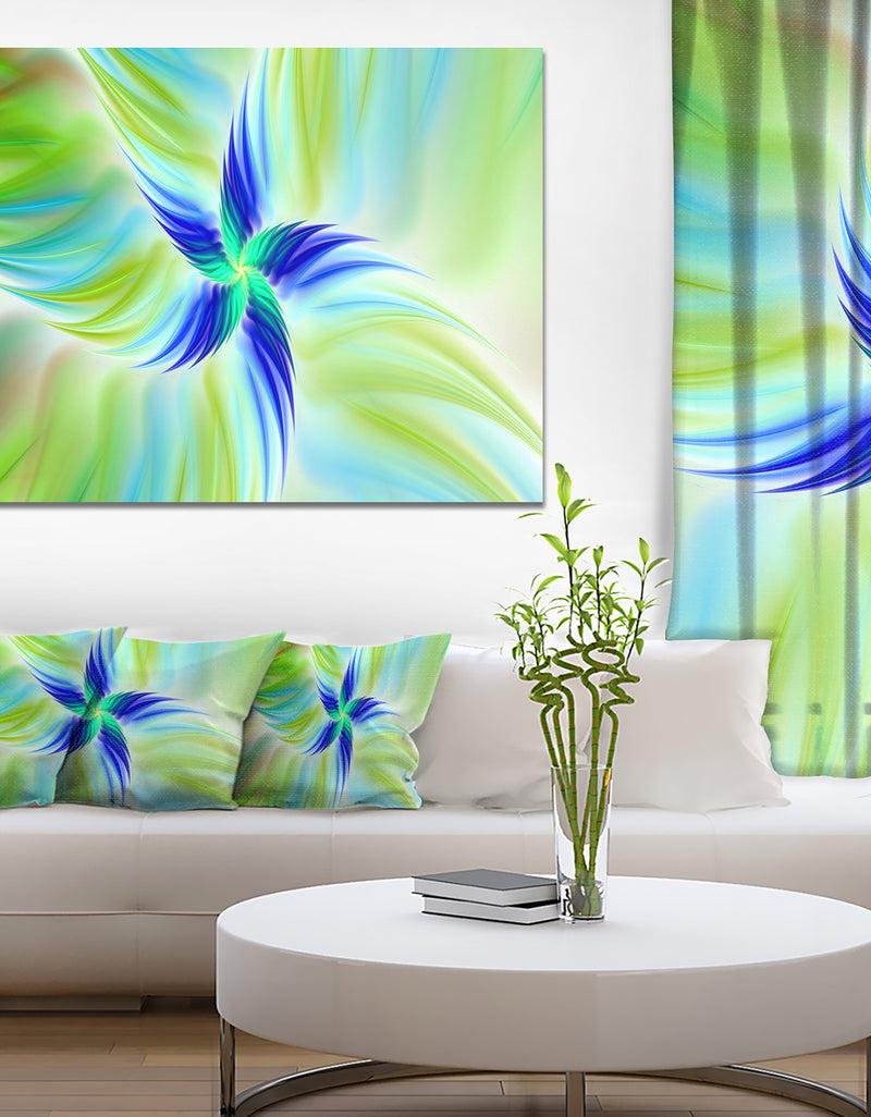 DesignQ Huge Rotating Green Flower - Extra Large Floral Canvas Art Print