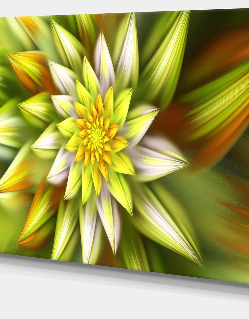 DesignQ Huge Yellow Fractal Flower - Extra Large Floral Canvas Art Print