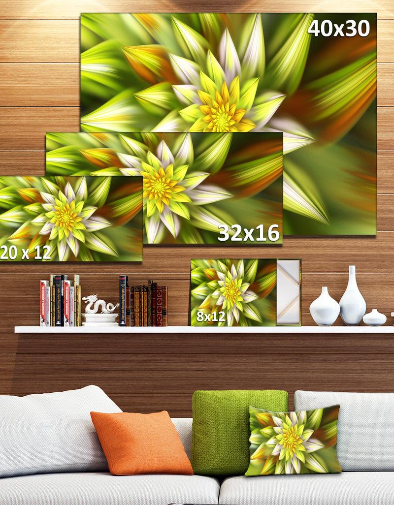 DesignQ Huge Yellow Fractal Flower - Extra Large Floral Canvas Art Print