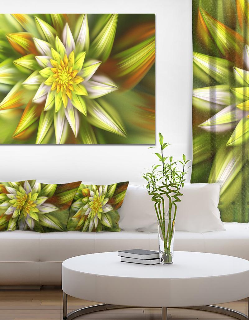 DesignQ Huge Yellow Fractal Flower - Extra Large Floral Canvas Art Print