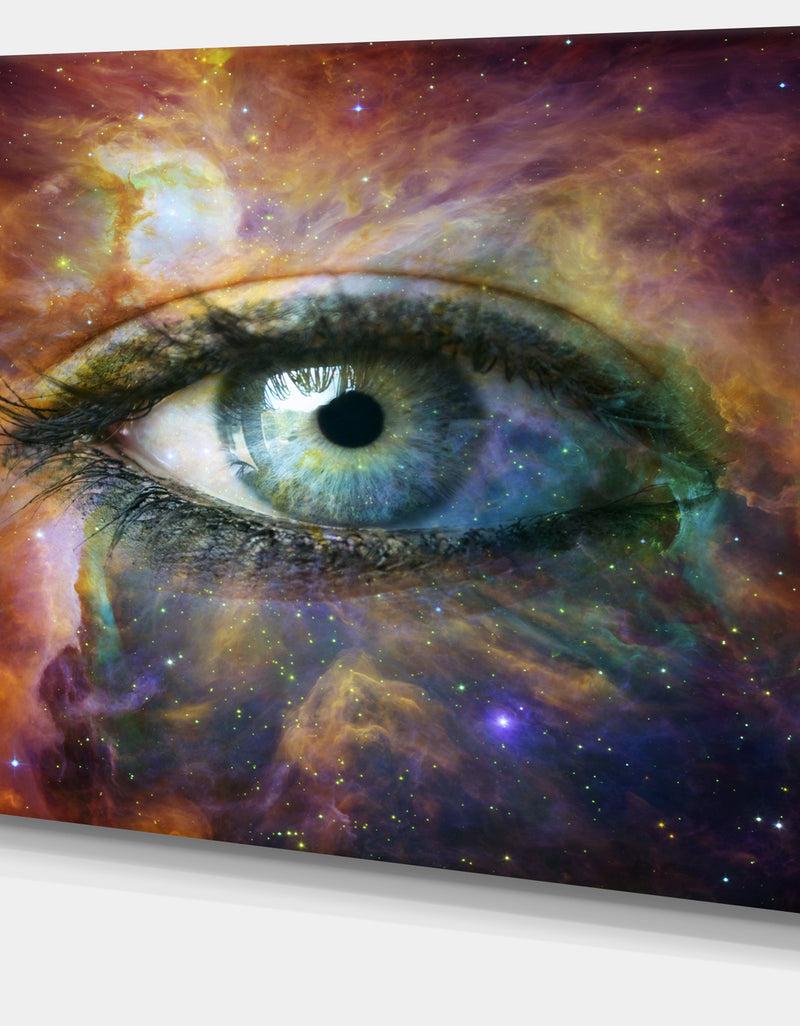 DesignQ Human Eye Looking In Universe - Contemporary Canvas Art Print