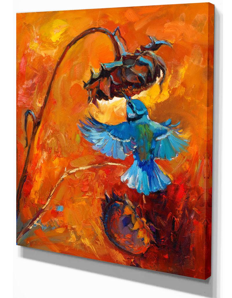 DesignQ Hummingbird - Animals Painting Print On Wrapped Canvas