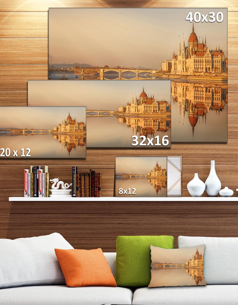 DesignQ Hungarian Parliament Panorama - Modern Cityscape Wall Art